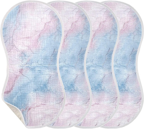 decor gift 4 Pack 22x11in Cotton Newborns Burp Cloths Breathable Pink and Light Blue Marble Texture Baby spit up Rags