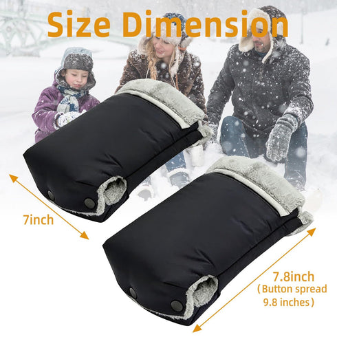 Stroller Hand Muff Gloves, Waterproof Handlebar Mitts with Fleece Lining, Universal Fit for Pram and Pushchair, Winter