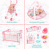 deAO Baby Doll Stroller Crib Bed Nursery Role Play Set, Baby Doll Accessories with Travel Cot and Foldable Stroller