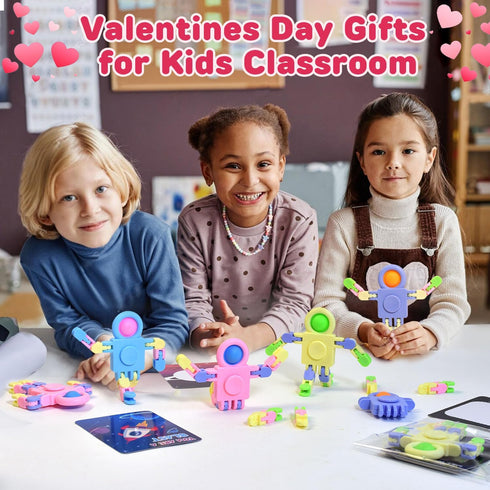 24 Packs Valentines Cards for Kids Classroom with Fidget Sensory Spinners Toy,Valentines Day Gifts for Kids School
