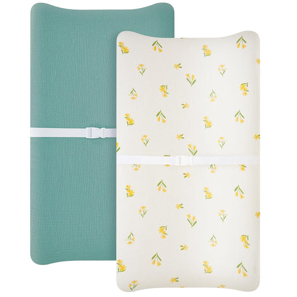 2 Pack Muslin Changing Pad Cover for Baby Girls Boys, 100% Cotton