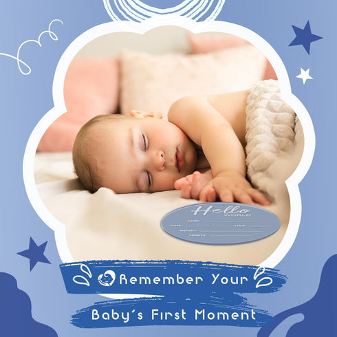 LZC LADYS GIFT 6.7 Inch Baby Announcement Sign, Hello World Newborn Sign, Thickness Upgrade Birth Announcement Sign