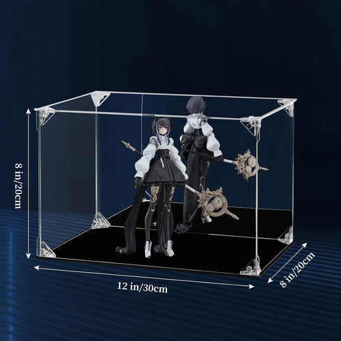 Acrylic Display Case - Clear Action Figure Display Case with Mirrored Back, Dustproof Storage Box for Collectibles