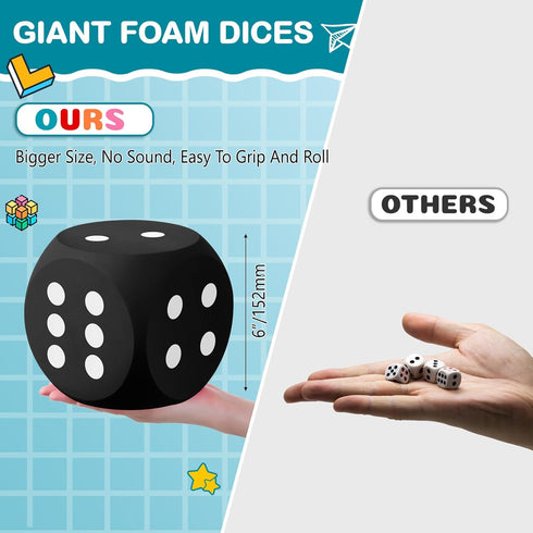 6 Inches Foam Dice - Fun Large Educational Toy for Board Game Nights and Learning Sessions