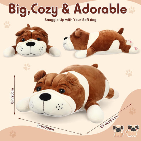 Vertintong 23.6" Soft Dog Plush - Huggable Stuffed Animal Pillow for Kids Birthday Gift - Large Cuddle Puppy Toy