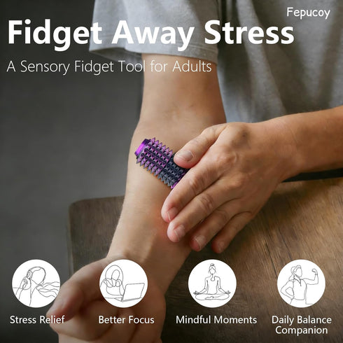 Fepucoy 2Pc 5-in-1 Little Ouchies Pain Fidget for Adults, Spiky Sensory Tool with Smooth Spinner, Reinforced Slider