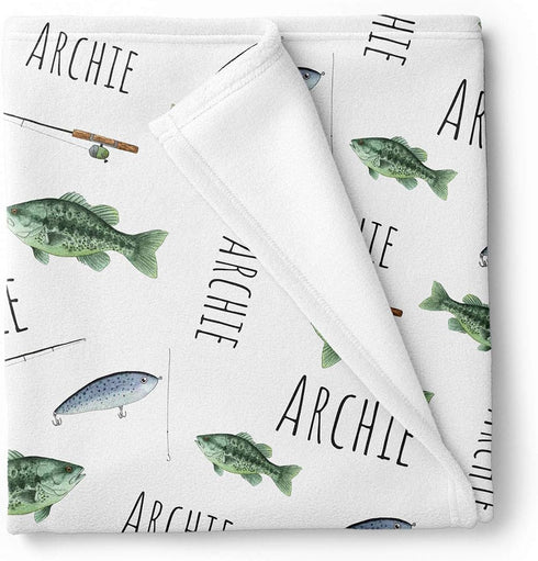 Lovable Gift Co Fishing Personalized Baby Receiving Swaddle Blanket