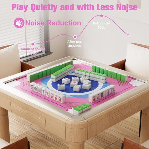 bestcool Neoprene Mahjong Mat with Gold Sparkle Rules for Table, Odorless, Free of PAHs, No Creases American Mahjong