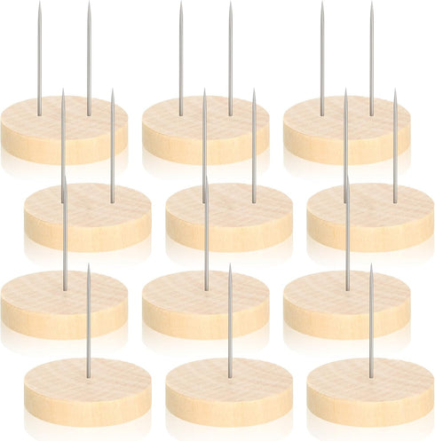 12 Pcs Crochet Doll Stand Wooden Emotional Support, Pickle Knitted Doll Display Stand, Single Double Steel Needle Holder