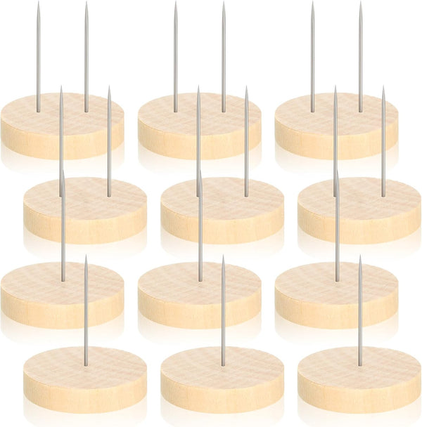 12 Pcs Crochet Doll Stand Wooden Emotional Support, Pickle Knitted Doll Display Stand, Single Double Steel Needle Holder