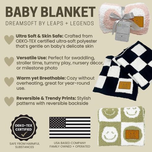28"x40" L+L USA Dinosaur T-Rex Baby Blanket - DreamSoft Knit Throw for Crib, Stroller, Car Seat - Soft Blanket/Newborn