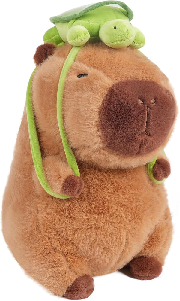 12inch Cute Capybara Plush with Turtle Backpack - Soft Capybara Stuffed Animal Toy Doll Pillow for Kids