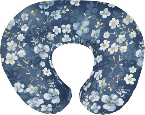 Wonderful Flowers Baby Nursing Pillow Covers for Boy Girl Vintage Blue Floral