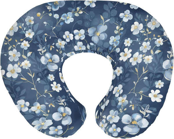 Wonderful Flowers Baby Nursing Pillow Covers for Boy Girl Vintage Blue Floral