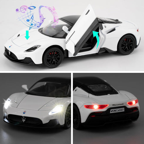 1/32 Maserati MC20 Alloy Model Car, Pull Back Function, Sound and Bright Light, Model Toy for Collection, Gift for Kids
