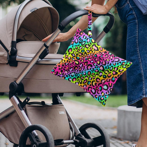VBCVBGFH 4 Pack Colorful Rainbow Neon Leopard Wet Bag Waterproof Washable Reusable Wet Dry Bag for Swimsuit Clothes
