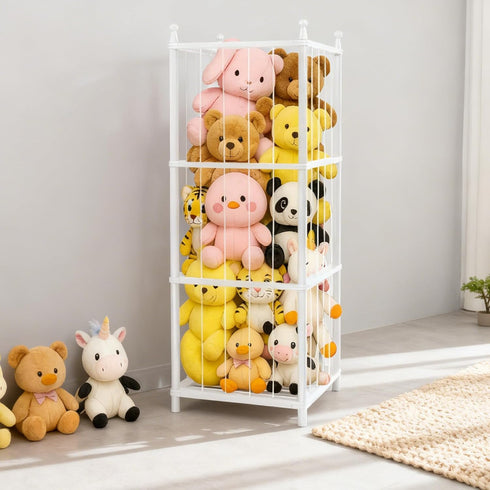 Stuffed Animal Storage,Wooden Stuffed Animal Holder with Elastic Band,Plushies Organizer for Bedroom Living Room