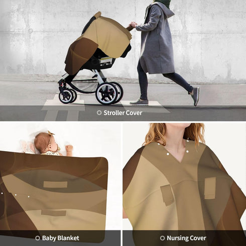 Hcpwzrf Abstract Tan and Brown Baby Car Seat Cover & Nursing Cover - Breathable Stretch Multi-Use Cover