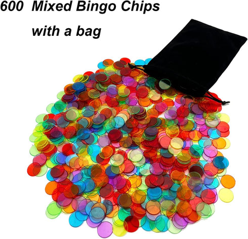 Set-Includes Cage,600 Bag,100 Cards,75 JUNWRROW Deluxe Bingo Game Bingo Colorful Bingo Chips with a Mixed Bingo Calling
