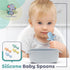 LittleWhispers Baby Silicone Spoons - Self Feeding 6 Months - Infant, Toddler, & Kid Friendly Utensils - First Stage, Baby Led Weaning - 4 Pack Utensil Set