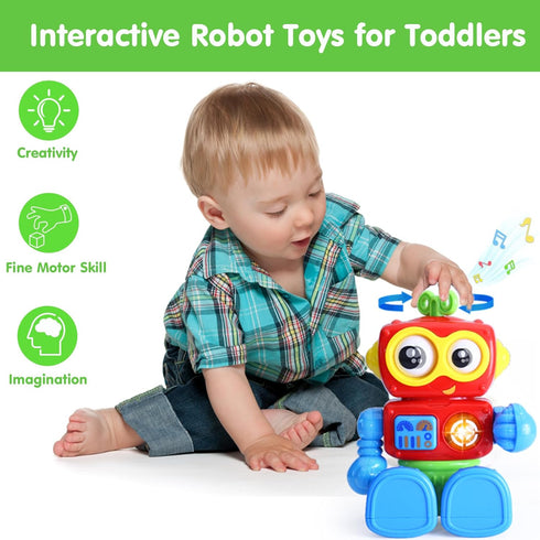 Robot Toys for 1 Year Old Boy - Musical Light Up Educational Toy for 12-18 Months