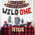 Sursurprise Lumberjack First Birthday Party Decoration, Buffalo Plaid Happy 1st Birthday Banner for Baby Girl Boy