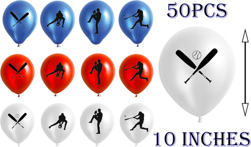 50 Baseball Party Latex Balloons for Sports Game Graduation Birthday Party Decorations Supplies