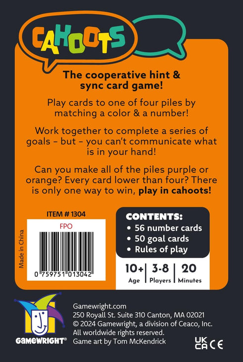 Gamewright Party to Go Cahoots: The Cooperative Hint and Sync Card Game for 3-8 Players, Age 10+