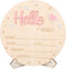 lasuroa Baby Announcement Sign, Wooden Hello World Newborn Signs Cute Welcome Baby Name