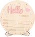 lasuroa Baby Announcement Sign, Wooden Hello World Newborn Signs Cute Welcome Baby Name