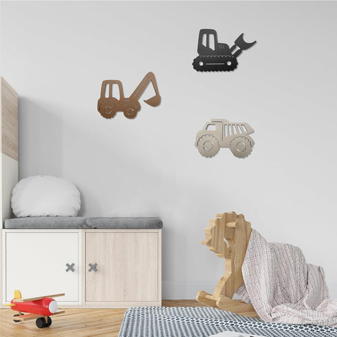 Ajqiomh Construction Trio Nursery Wall Decor Wooden Construction Vehicles Decor Kids Room Wall Decor Kids Room Decor