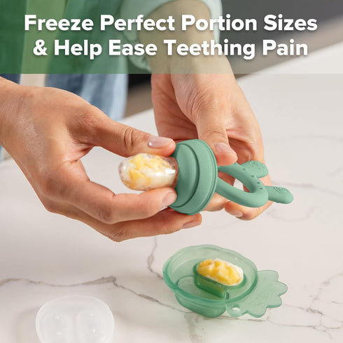Haakaa Baby Fruit Food Feeder & Mini Freezer Nibble Tray Combo, BPA Free Silicone Feeder for Safe Infant Feeding