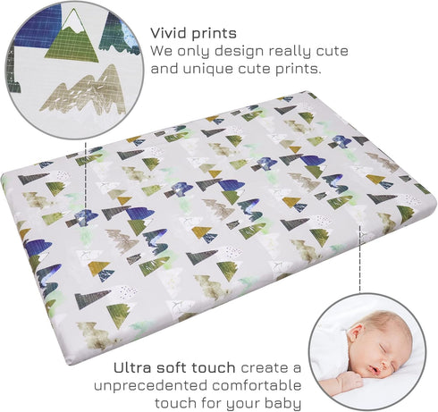Pack Mini Crib Sheets Mountain N Play Sheets Soft Breathable Portable Playard Cover for Baby Boy