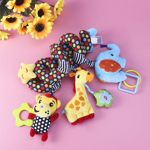 TOYMYTOY Car Seat Stroller Toys - Kid Baby Spiral Bed Stroller Toy Monkey Elephant Educational Plush Hanging Toys