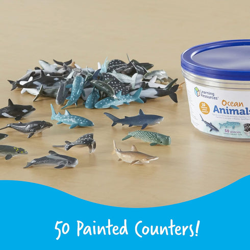 Learning Resources Ocean Animals - 50 Pieces Toddler Learning Toys for Ages 3+ - Perfect for Math Counters