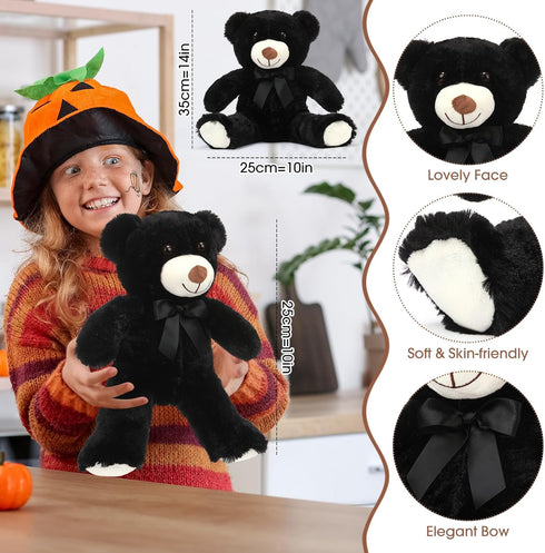 6 10 Inch Aoriher Pieces Black Bear Bulk Stuffed Animal Baby Shower Soft Cute Bear Plush Toys Sleeping and Playing Baby