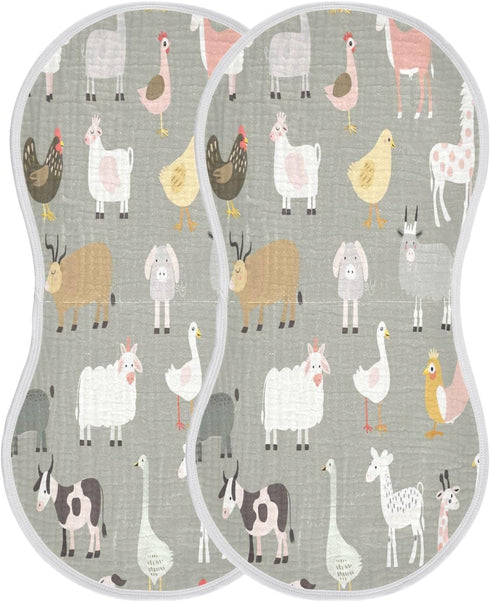 YETTASBIN Farm Animal Muslin Baby Burp Cloth, Super Soft Absorbent Cotton Burp Rag Baby Bibs Feeding Cloth for Newborn