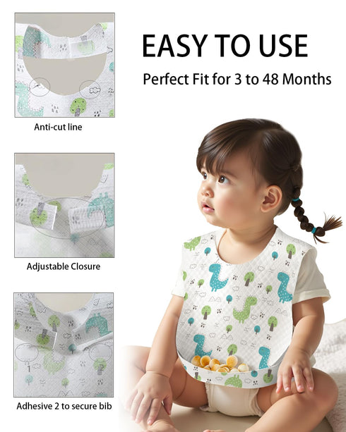 BBabebe Packaged, (20 Disposable Baby Bibs for Boys and Girls, Individually Hygienic, Soft and Leakproof for Toddler