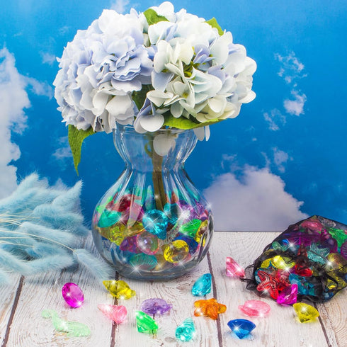 60pcs Set Diving Gems Pool Toys, Colorful Acrylic Diamond Pirate Treasure and Mermaid Pool Play with Mesh Bag