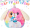 Large Birthday Happy Dog Plush Pillow - 14.5" Cute Soft Toys, Fat Kawaii Cuddle Huggable Plushie Gift for Kids