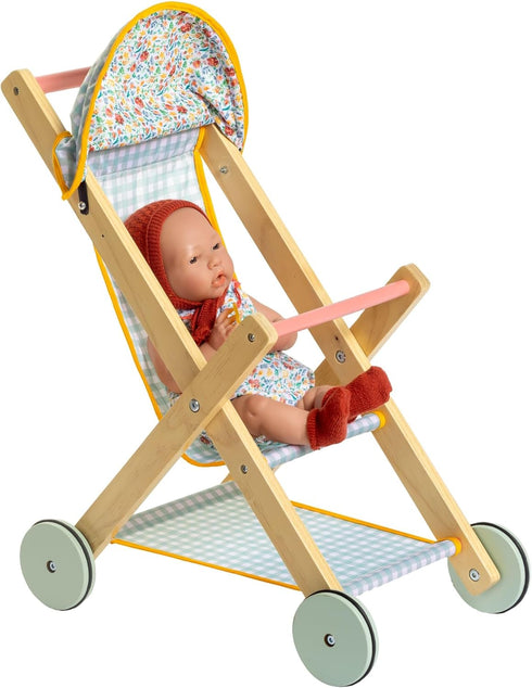 18" 3+ JC Toys Parfait Collection | Deluxe Wooden Doll Toy Stroller | for Dolls and Stuffed Animals up to | Ages