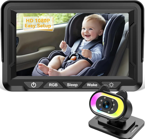Wkzay Baby Car Camera for Backseat HD 1080P, 150 Wide Angle, Night Vision,