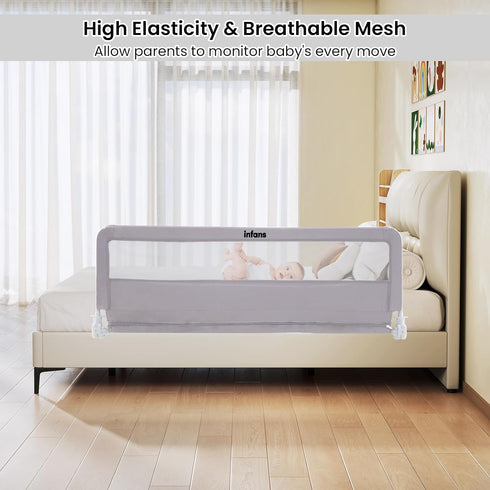 59" INFANS Bed Rail for Toddlers, Foldable Safety Baby Crib Rail Fit for Kids Twin, Extra Long Swing Down Bed Guardrail