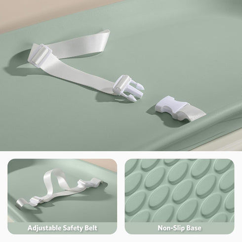 Baby Changing Pad Waterproof in EVA Foam, Baby Changing Mat Wipeable Baby Changing Table Pad, Adjustable Safety Belt