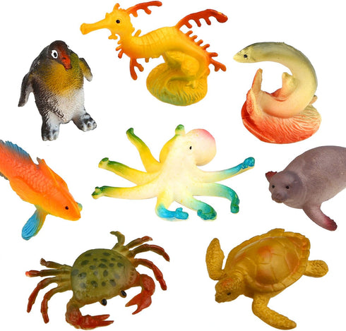 Ocean Sea Animal Toy Set, 52 Pack Assorted Mini Vinyl Plastic Animals, Realistic Under The Sea Life Figures for