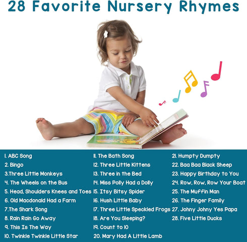 28 28-Button 1-3 LEARNING BUGS Nursery Rhymes Sing Along with Favorite Nursery Rhymes, Musical Books for Toddlers