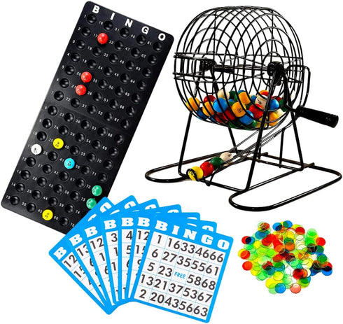 Regal Bingo Deluxe Bingo Game Set - Includes Bingo Wheel Cage, 75 Balls, Master Board, 18 Cards, and Colorful Chips