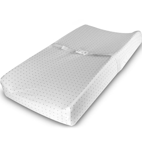 (2 Pack) Ziggy Baby Changing Pad Cover, Cradle Bassinet Sheets Jersey Cotton (Grey/White)