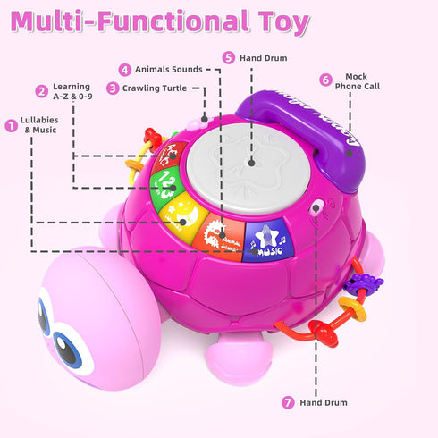KaeoHye 6-12 12-18 Light&Sound,Tummy 3-6 4 5 7 8 9-12 18 Musical Turtle Baby Toys MonthsBaby Crawling Toys