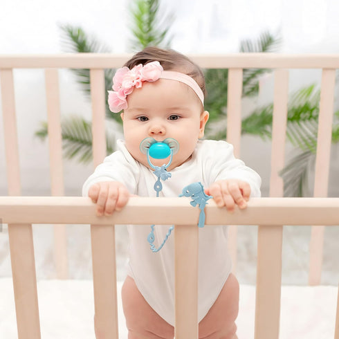 5 Pack PandaEar Baby Toy Straps - Dinosaur Silicone Pacifier Teether Harness Straps - Adjustable Baby Toy Holder